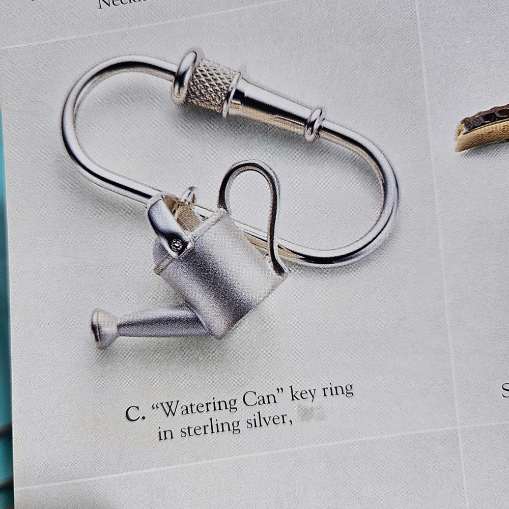 🧧SOLD🎋 RARE Vintage Tiffany & Co. Watering Can Silver Charm Key Ring Keychain - Picture 7 of 7